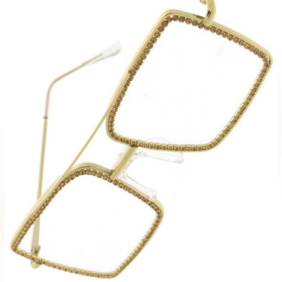 •Bling Queen• Clear Rhinestone Laced Sunglasses - Picture 3 of 4